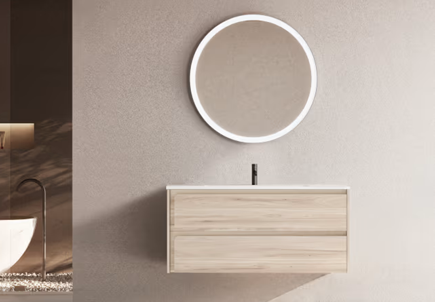 Ensemble meuble INDICO + vasque céramique Flat 100cm Aliso/Aliso 100x55x45cm, Melaminé, pour