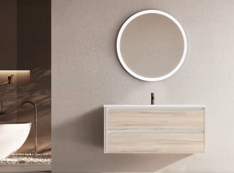 Ensemble meuble INDICO + vasque céramique Flat 100cm Aliso/Blanc 100x55x45cm, Melaminé, pour