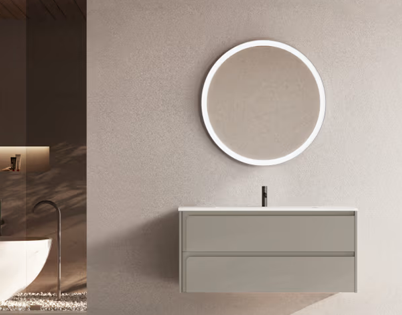 Ensemble meuble INDICO + vasque céramique Flat 100cm Quarzo/Quarzo 100x55x45cm, Melaminé, pour