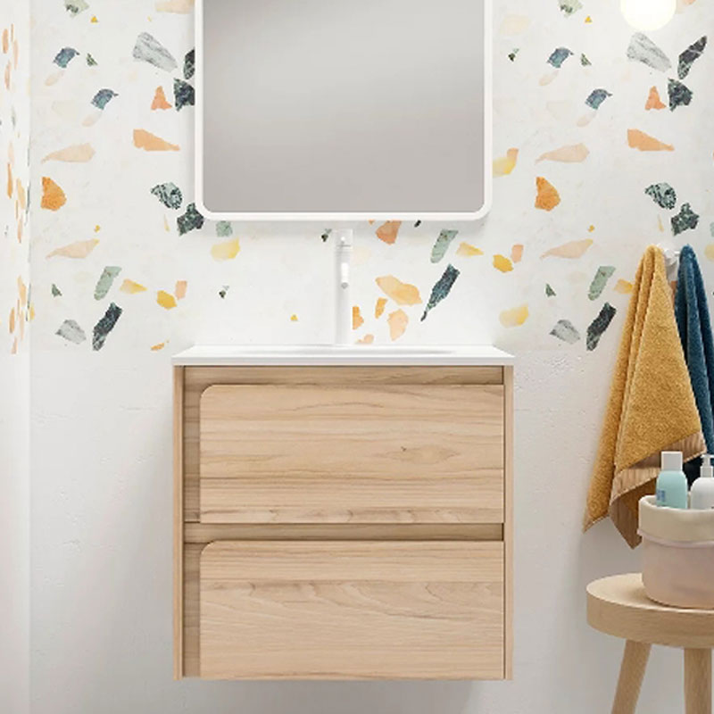Ensemble meuble INDICO + vasque céramique Flat 60cm Aliso/Aliso 60x55x45cm, Melaminé, pour