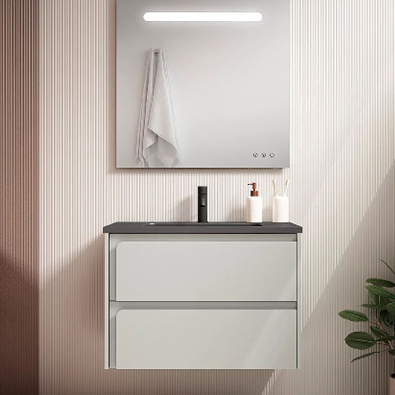 Ensemble meuble INDICO + vasque céramique Flat 60cm Blanc/Blanc 60x55x45cm, Melaminé, pour