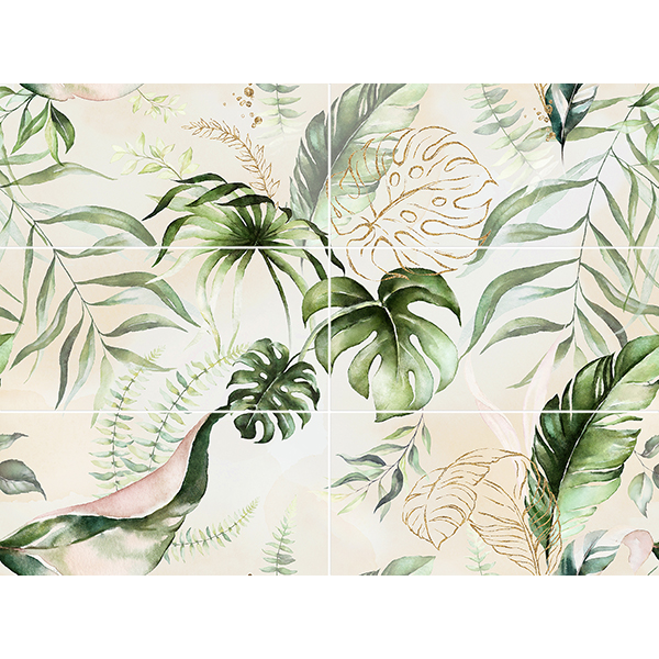 carrelage floral Jungle Soft 60 x 30cm, Grès cérame, pour intérieur et extérieur