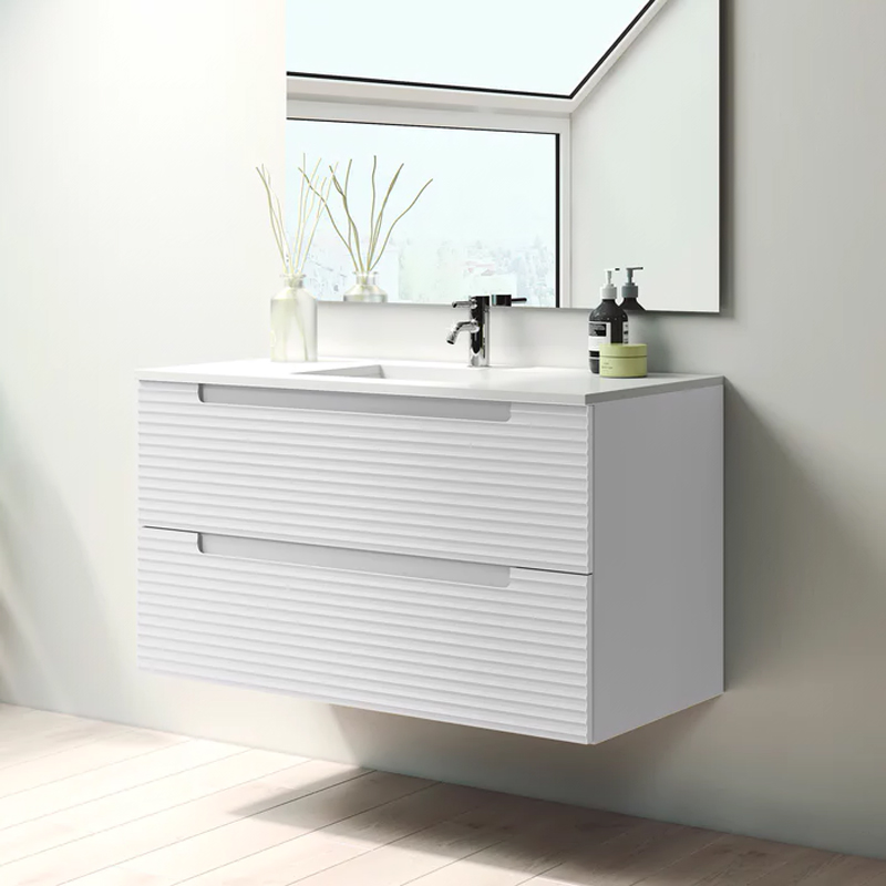 Ensemble meuble KYOTO + vasque céramique ADA - 80cm Blanc 80x55x45cm, Melaminé, pour