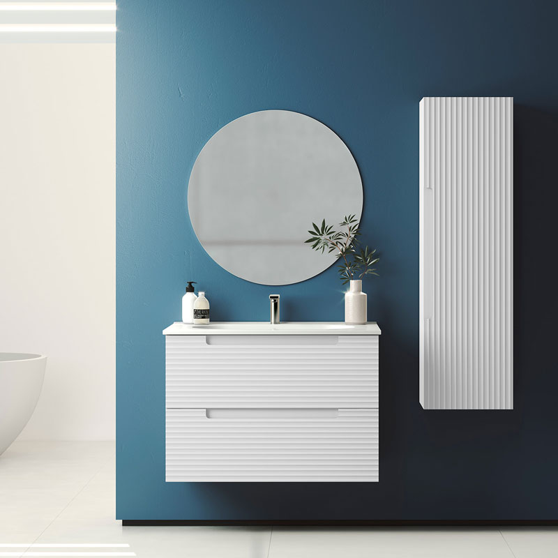 Ensemble meuble KYOTO + vasque céramique ADA - 60cm Blanc 60x55x45cm, Melaminé, pour