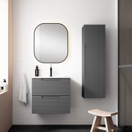 Ensemble meuble KYOTO + vasque céramique ADA - 80cm Ceniza 80x55x45cm, Melaminé, pour