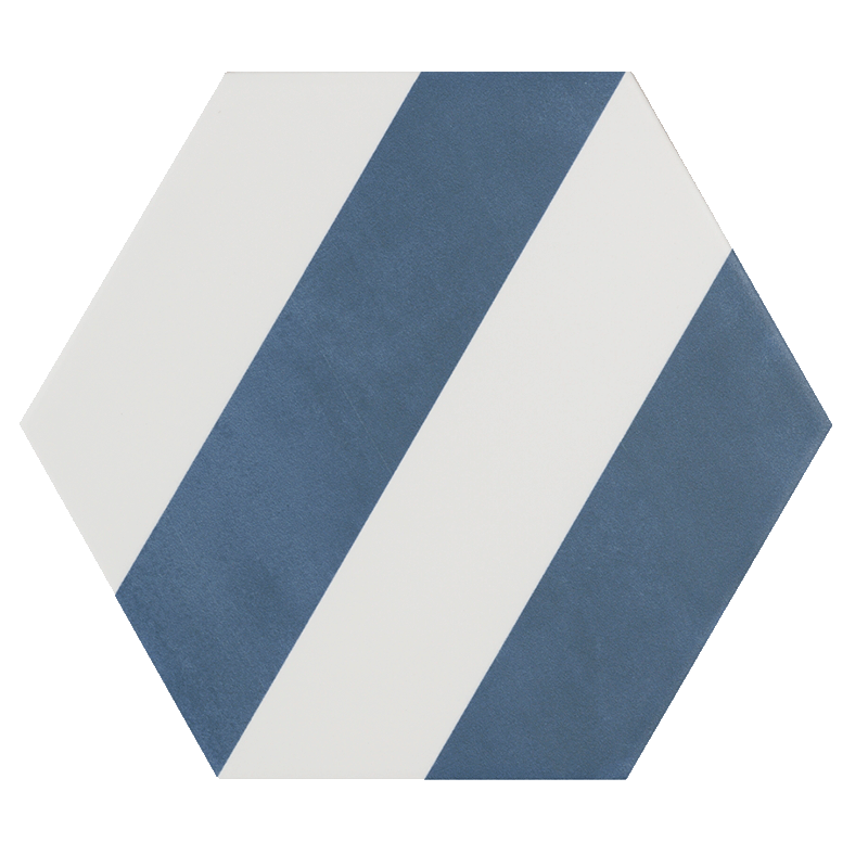 carrelage hexagonal Meraki Stripe Azul 22.8 x 19.8cm, Grès cérame, pour intérieur et extérieur