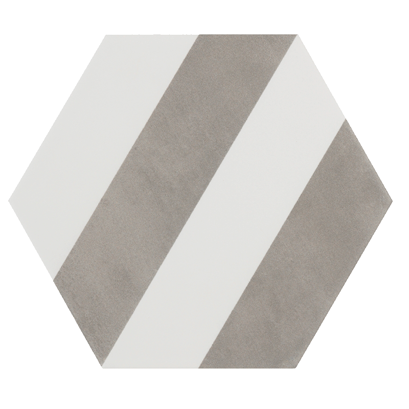carrelage hexagonal Meraki Stripe Gris 22.8 x 19.8cm, Grès cérame, pour intérieur et extérieur