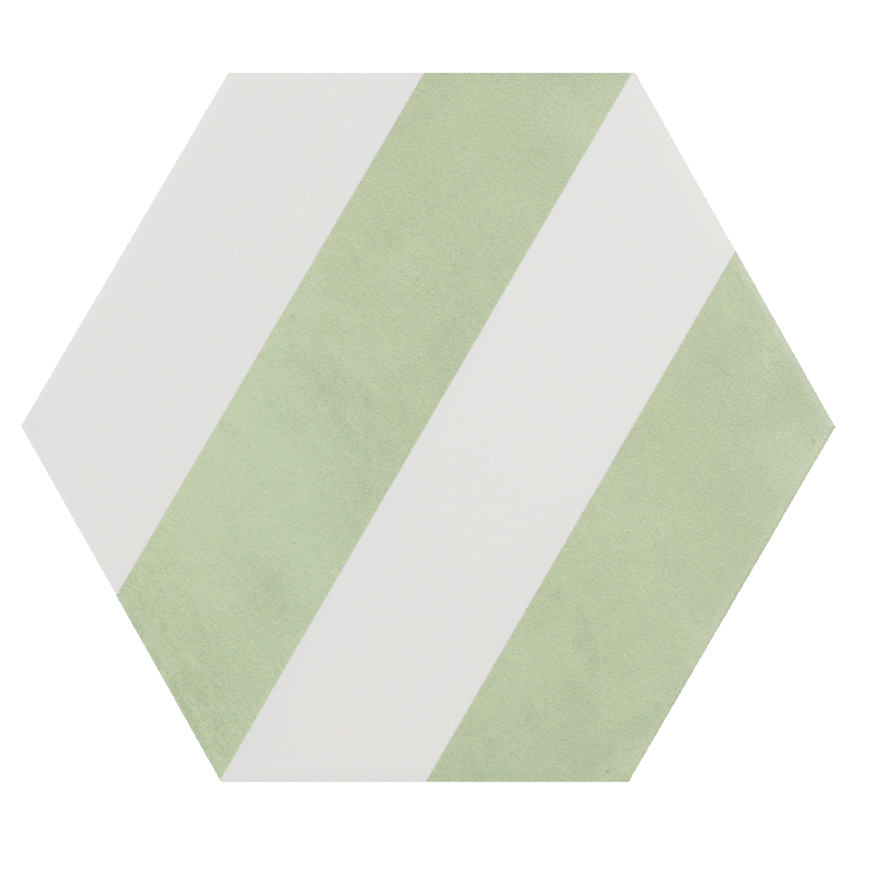 carrelage hexagonal Meraki Stripe Verde 22.8 x 19.8cm, Grès cérame, pour intérieur et extérieur