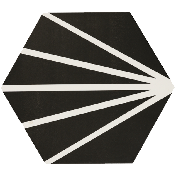 Meraki Noir Hexagonal 22.8 x 19.8cm, Grès cérame, pour intérieur et extérieur