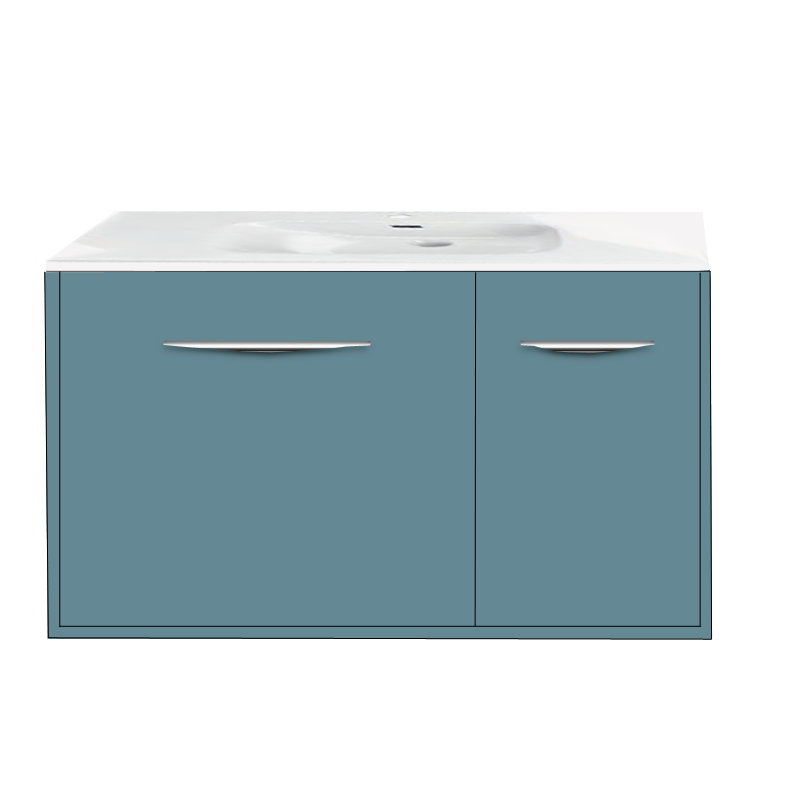 Ensemble Meuble Milan 90cm Azul Manhattan laqué mat (1porte-2tiroirs) 90 x 50cm, Melaminé, pour intérieur et extérieur