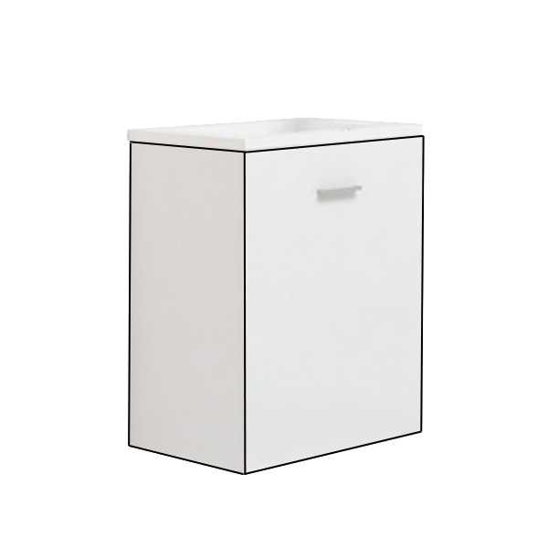 Lave-mains Niza blanc brillant 40x22cm + vasque résine 40 x 54cm, Melaminé, pour intérieur et extérieur
