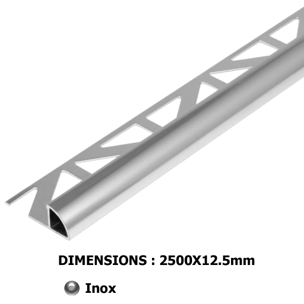 Profilé Inox 2500x12.5mm Quart de rond - RO1270 12.5x250, Inox, pour intérieur et extérieur