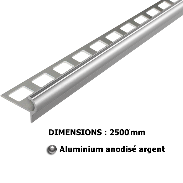 11mm - 2.5m alu Nez de marche florentin SD 1151 Dural , Aluminium, pour intérieur et extérieur