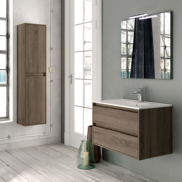 Ensemble meuble de salle de bains Siri 80 cm 2 tiroirs britannia 80 x 46.5cm, Melaminé, pour intérieur et extérieur