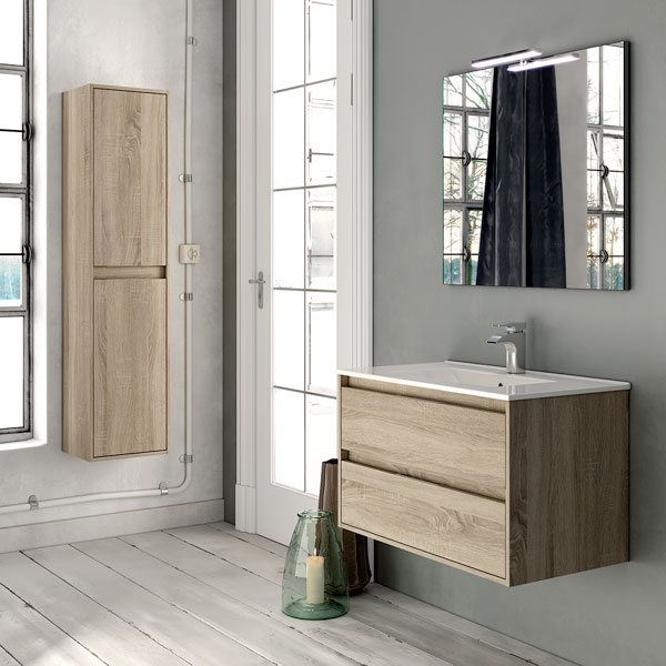 Ensemble meuble de salle de bains Siri 80 cm 2 tiroirs cambrian 80 x 46.5cm, Melaminé, pour intérieur et extérieur