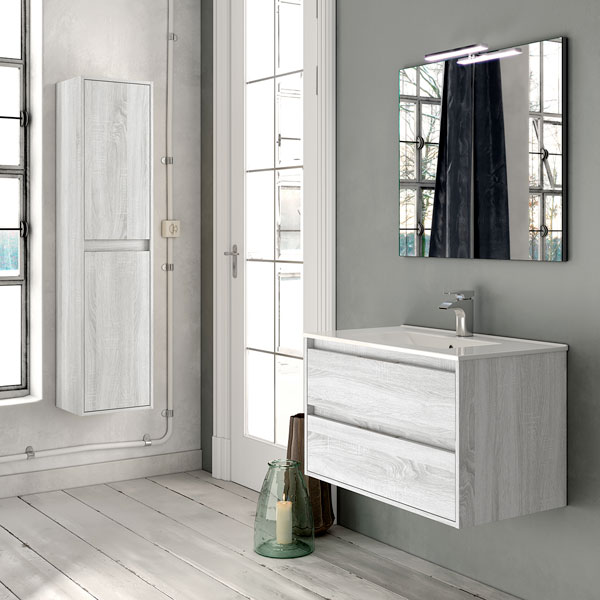 Ensemble meuble de salle de bains Siri 80 cm 2 tiroirs hibernian 80 x 46.5cm, Melaminé, pour intérieur et extérieur