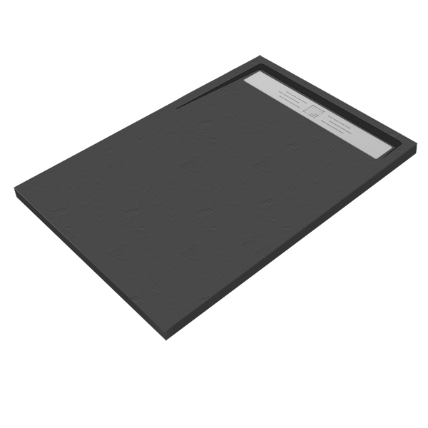 Receveur de douche Evolution Slate Anthracite 140x90cm 140x90x3cm, Gel Coat, pour intérieur et extérieur