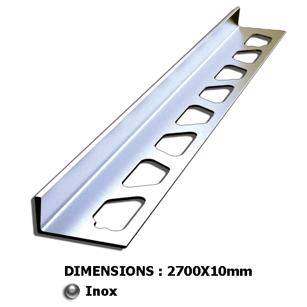 10mm - Inox 2.7m profilé droit 2700x10mm, Inox, pour 
