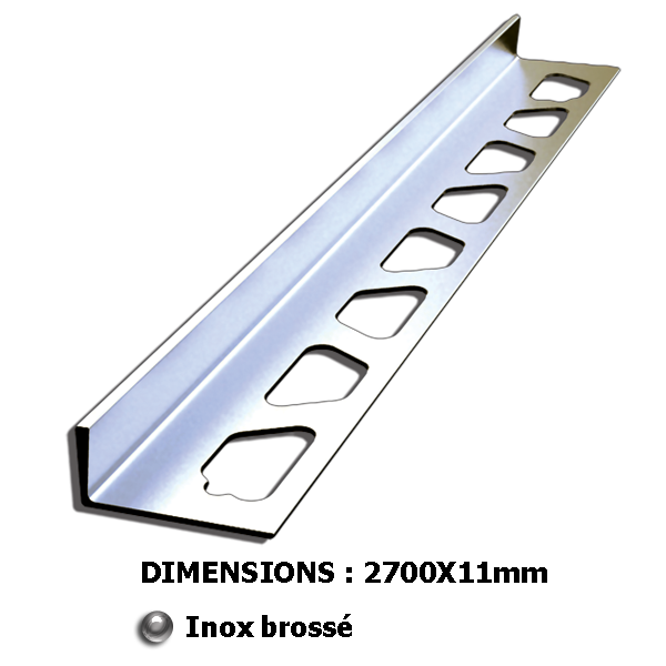 11mm inox - 2.5ml Profilé droit 2500x11mm, Inox, pour