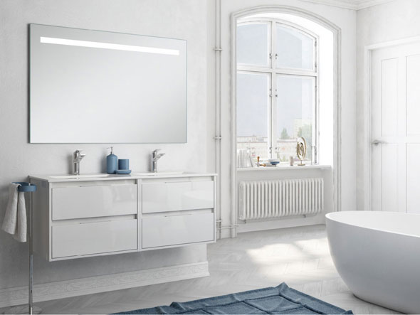 meuble de salle de bains SIRI 120cm laqué blanc brillant