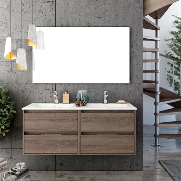 Ensemble meuble de salle de bains Siri 120 cm 4 tiroirs britannia 120 x 46.5cm, Melaminé, pour intérieur et extérieur