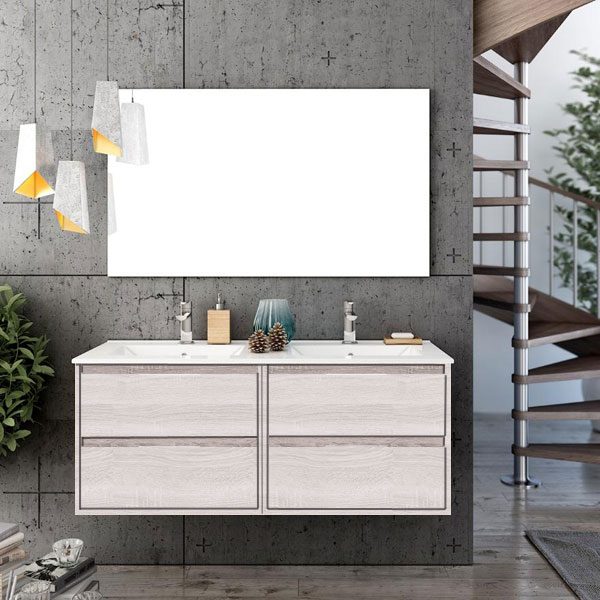 Ensemble meuble de salle de bains Siri 120 cm 4 tiroirs hibernian 120 x 46.5cm, Melaminé, pour intérieur et extérieur