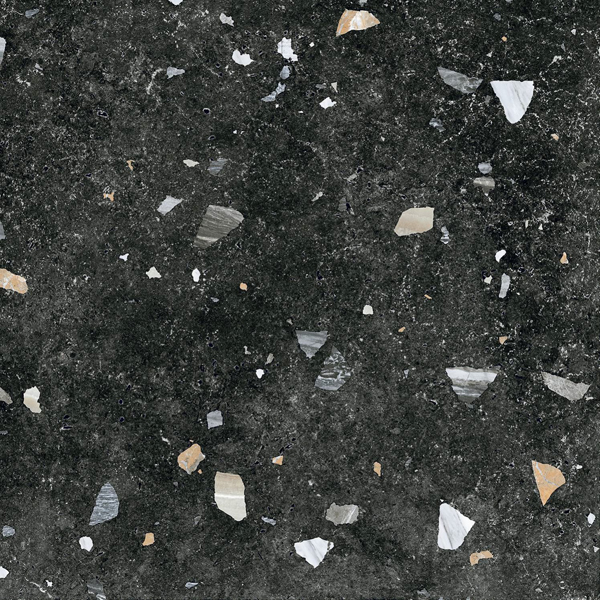 carrelage terrazzo Sonar Dark 66 x 66cm, Grès cérame, pour intérieur et extérieur