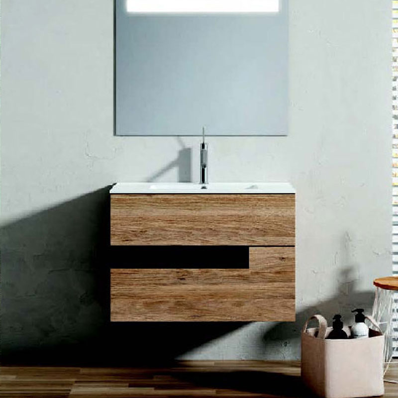 Ensemble meuble VISION + vasque céramique FLAT - 60cm Valenti/Noir 60x55x45cm, Melaminé, pour