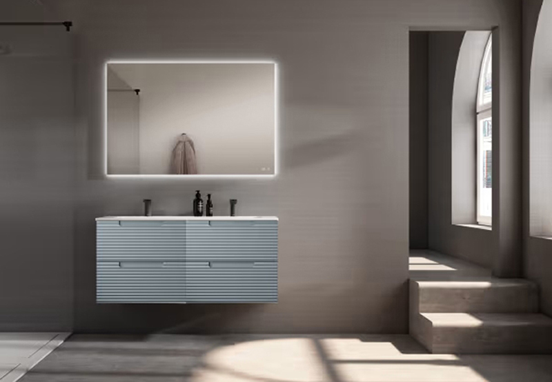 Ensemble meuble KYOTO + double vasque céramique ADA - 120cm Avio 120x55x45cm, Melaminé, pour