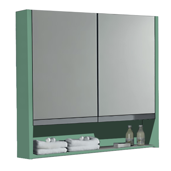 Armoire 70cm 2portes miroir Verde Té laqué mat 70 x 70cm, Melaminé, pour intérieur et extérieur