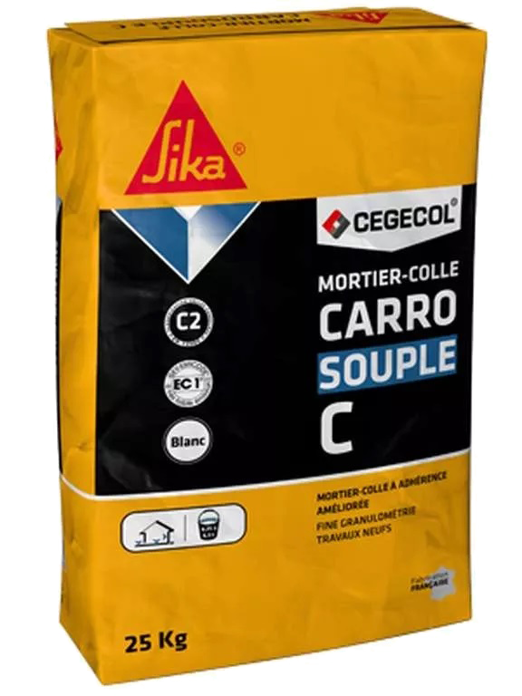 Colle carrelage Carrosouple C Grise 25kg Cegecol/Sika