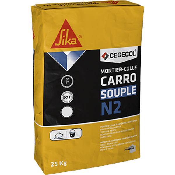 Colle carrelage Carrosouple N2 Grise 25kgs Cegecol/Sika