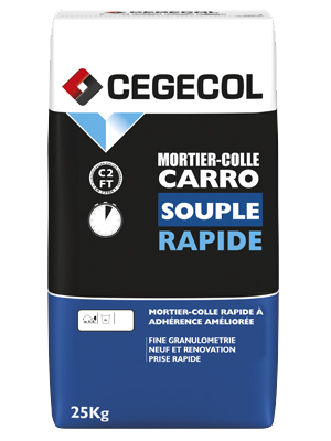 Colle carrelage Carrosouple Rapide C2.EF grise 25kgs Cegecol/Sika