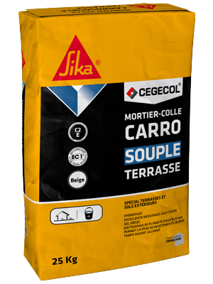 Colle carrelage spéciale terrasse Carrosouple C2 E grise 25Kgs Sika