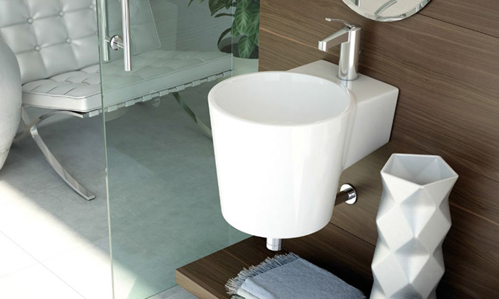 Lavabo Adonia Suspendu 47 x 38cm, Céramique, pour intérieur et extérieur