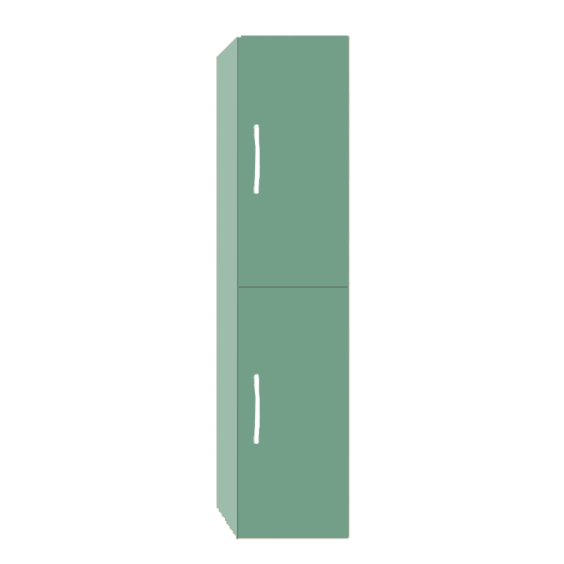 Colonne New Orleans Vert Té laqué mat (2portes-1tiroir) 35 x 160cm, Melaminé, pour intérieur et extérieur