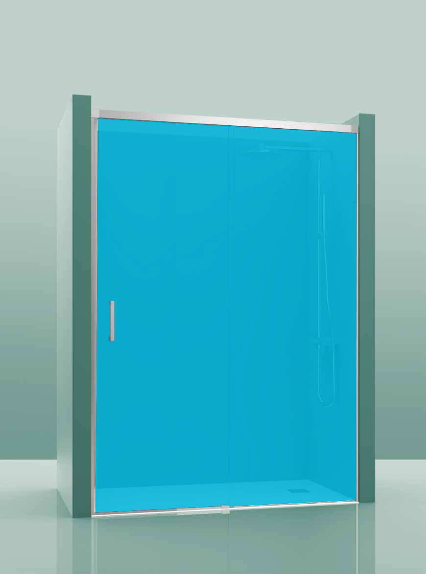 Paroi de douche COSMOS-100 - installation de 135 à 139cm - décor bleu 135-139cm, \