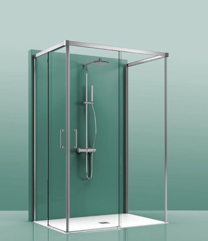 Paroi de douche COSMOS-800 140x90x90 transparent 140x90x90cm, Aluminium, pour intérieur et extérieur