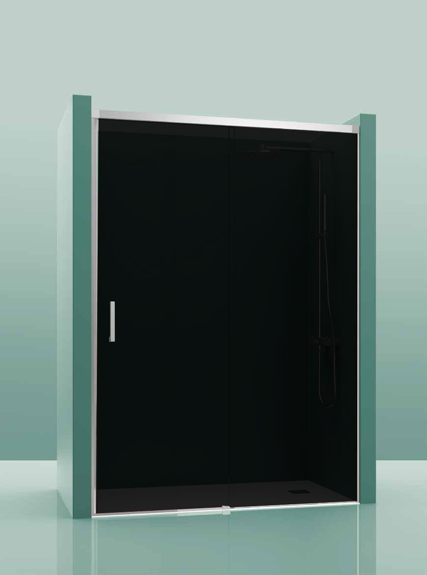 Paroi de douche COSMOS-100 - installation de 125 à 129cm - décor noir 125-129cm, \
