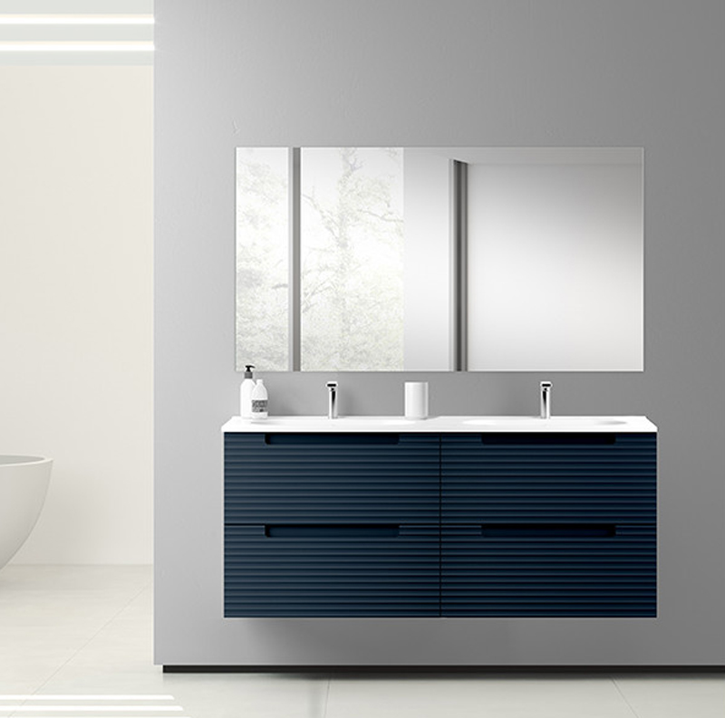 Ensemble meuble KYOTO + double vasque céramique ADA - 120cm Navy 120x55x45cm, Melaminé, pour