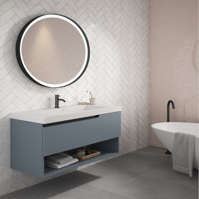 Ensemble meuble ELEVEN + vasque céramique FLAT - 100cm Avio 100x55x45cm, Melaminé, pour
