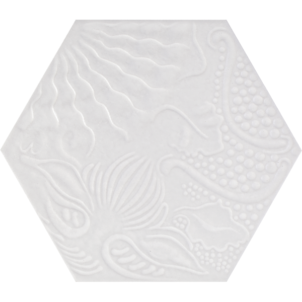 Carrelage Hexagonal Gaudi White 25 x 22cm, Grès cérame, pour intérieur et extérieur