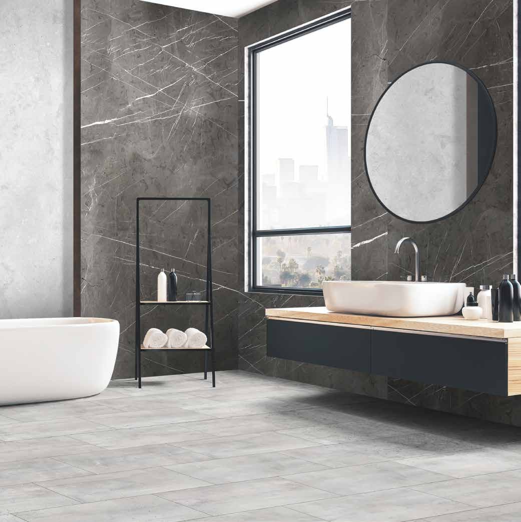Panneaux SPC PVC Rocko Grey Pietra Marble k026 280 x 123cm, SPC, pour intérieur et extérieur