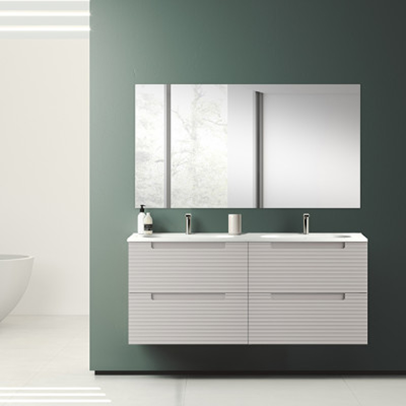 Ensemble meuble KYOTO + double vasque céramique ADA - 120cm Blanc 120x55x45cm, Melaminé, pour