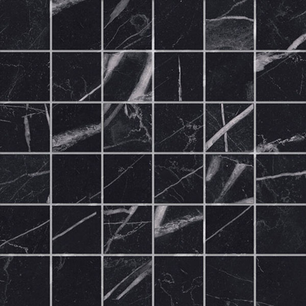 carrelage Marquina black mosaico brillant 30 x 30cm, Grès cérame, pour intérieur et extérieur