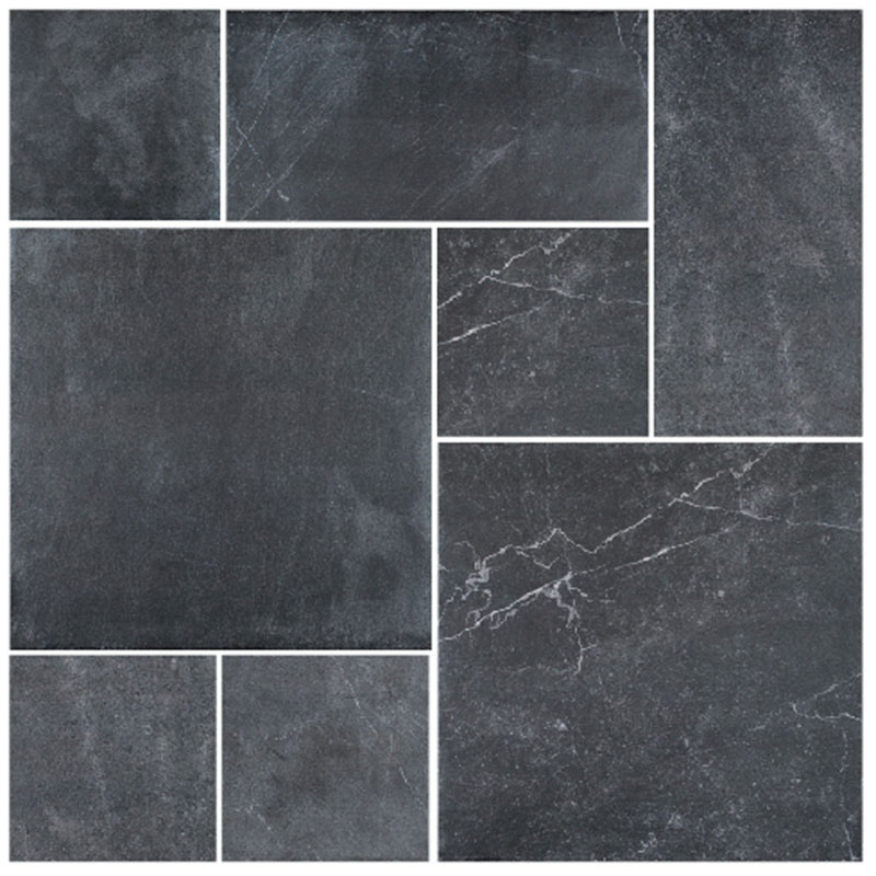 Carrelage Nepal Dark R11 Opus modulaire 100 x 100cm, Grès cérame, pour intérieur et extérieur