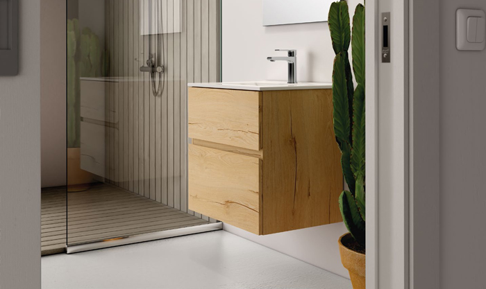 Ensemble Meuble vasque Niza AZ 60cm roble collet 60 x 59cm, Melaminé, pour intérieur et extérieur