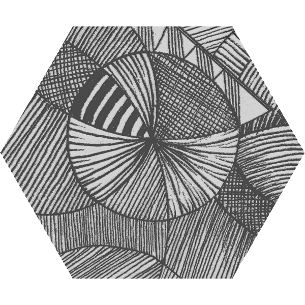 carrelage hexagonal North Black décor 30 x 25cm, Grès cérame, pour intérieur et extérieur
