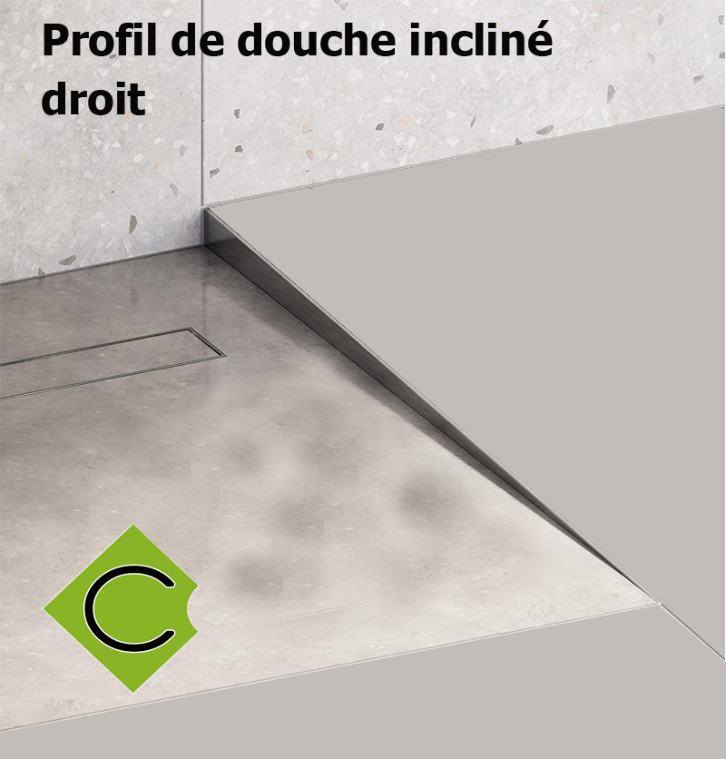 Profilé de douche incliné Inox brossé droit 148cm 148x3-1cm, Inox, pour intérieur