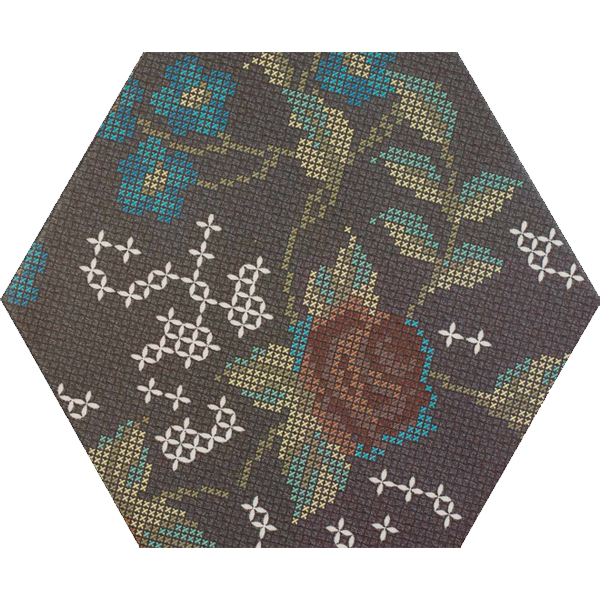 carrelage hexagonal Punto Croce Black 30 x 25cm, Grès cérame, pour intérieur et extérieur